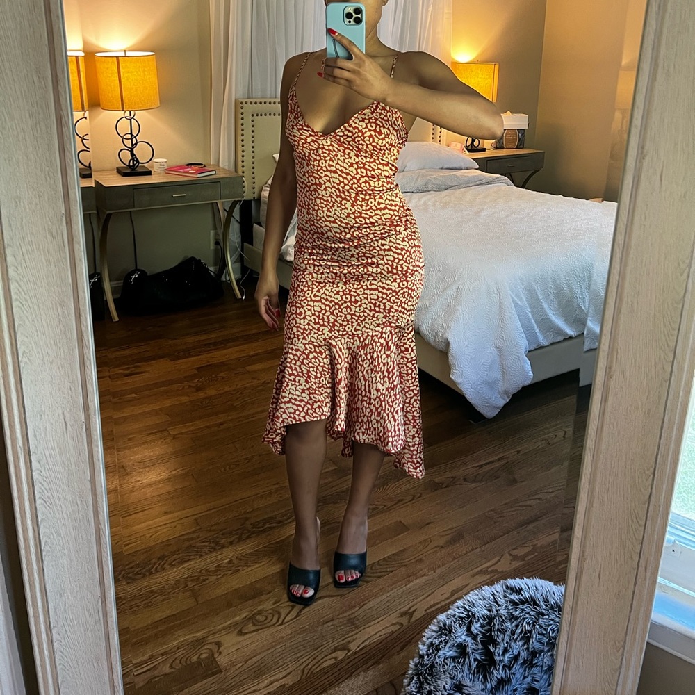 Orange & white cheetah print dress